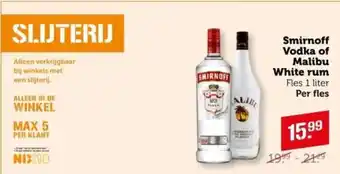 Coop Smirnoff Vodka of Malibu White rum aanbieding