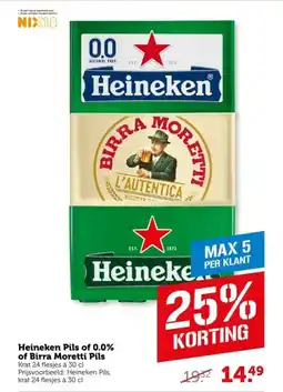Coop Heineken Pils of 0.0% of Birra Moretti Pils aanbieding