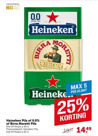 Coop Heineken Pils of 0.0% of Birra Moretti Pils aanbieding