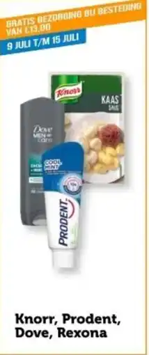 Coop Knorr, Prodent, Dove, Rexona aanbieding