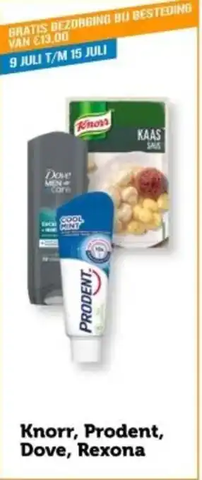 Coop Knorr, Prodent, Dove, Rexona aanbieding
