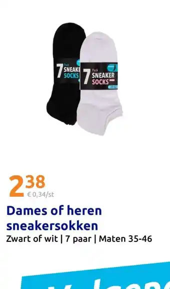 Action Dames of heren sneakersokken aanbieding