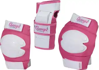Bol.com Champz Kinder Skate Bescherming Set - Complete Valbescherming - Roze/Wit - Medium (35-38 EU) aanbieding