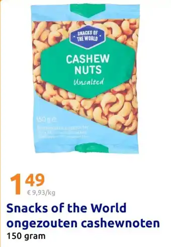 Action Snacks of the World ongezouten cashewnoten aanbieding