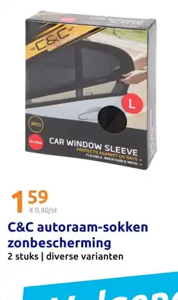 Action C&C autoraam sokken zonbescherming aanbieding