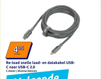Action Re load snelle laad en datakabel USB C naar USB C 2.0 aanbieding