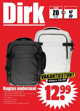 Dirk Rugtas underseat aanbieding