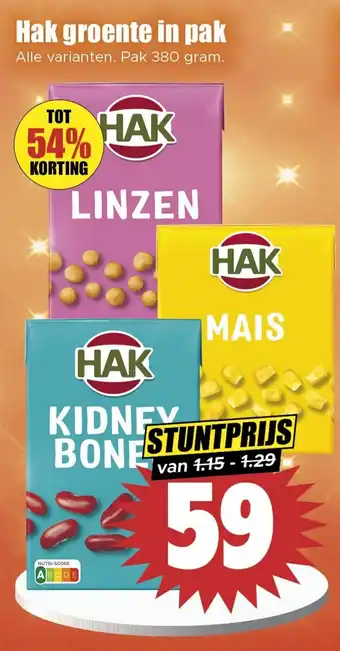 Dirk Hak groente in pak aanbieding