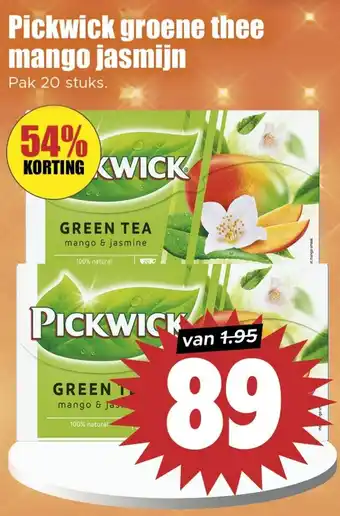 Dirk Pickwick groene thee mango jasmijn aanbieding