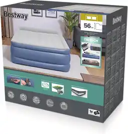 Bol.com Bestway Luchtbed Tritech 2-persoons 203x152x56 cm blauw en grijs aanbieding