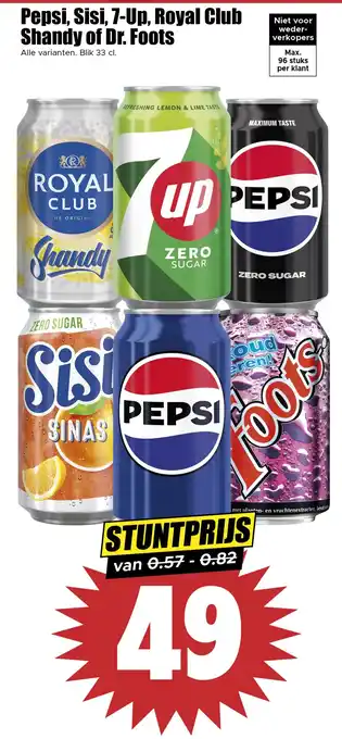 Dirk Pepsi, Sisi, 7-Up, Royal Club Shandy of Dr. Foots aanbieding