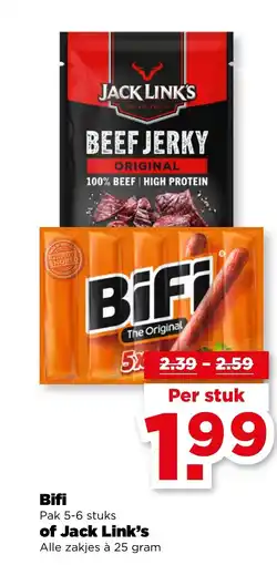 PLUS Bifi of Jack Link's aanbieding
