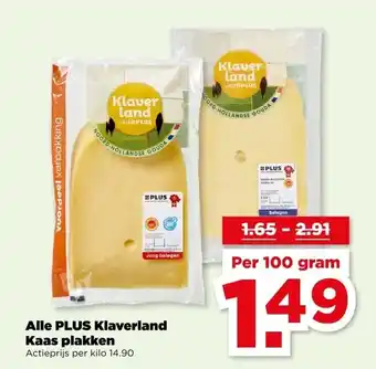 PLUS Alle PLUS Klaverland Kaas plakken aanbieding