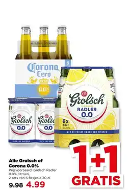 PLUS Alle Grolsch of Corona 0.0% aanbieding