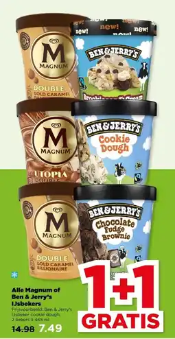 PLUS Alle Magnum of Ben & Jerry's IJsbekers aanbieding