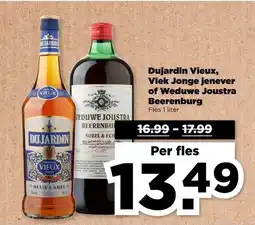 PLUS Dujardin Vieux, Vlek Jonge jenever of Weduwe Joustra Beerenburg aanbieding