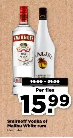 PLUS Smirnoff Vodka of Malibu White rum aanbieding