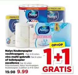 PLUS Nalys Keukenpapier vochtvangers xtra multi-gebruik of toiletpapier excellence aanbieding