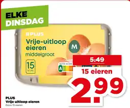 PLUS PLUS Vrije uitloop eieren aanbieding