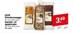Coop GIJS Krentenwegge, kaneel- of appelcake aanbieding