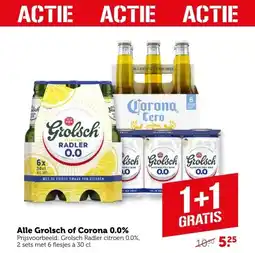 Coop Alle Grolsch of Corona 0.0% aanbieding