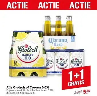 Coop Alle Grolsch of Corona 0.0% aanbieding