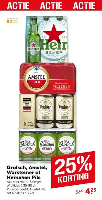 Coop Grolsch, Amstel, Warsteiner of Heineken Pils aanbieding