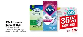 Coop Alle Libresse, Tena of O.B. aanbieding