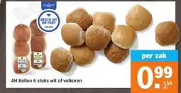 Albert Heijn AH Bollen 6 stuks wit of volkoren aanbieding