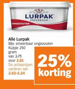 Albert Heijn Alle Lurpak aanbieding