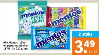 Albert Heijn Alle Mentos rollen en pepermuntballen aanbieding