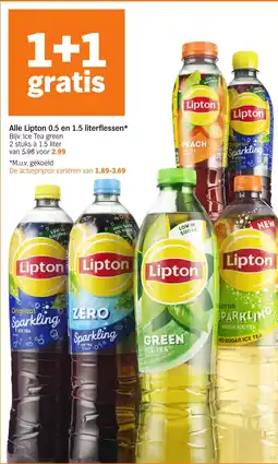 Albert Heijn Alle Lipton 0.5 en 1.5 literflessen aanbieding