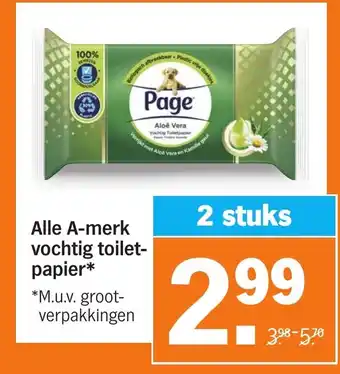 Albert Heijn Alle A merk vochtig toilet papier aanbieding