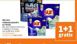 Albert Heijn Alle Sun vaatwascapsules en Finish aanbieding