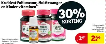 Kruidvat Kruidvat Foliumzuur, Multizwanger en Kinder vitaminen aanbieding