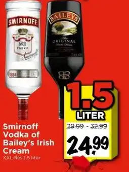 Vomar Voordeelmarkt Smirnoff Vodka of Bailey's Irish Cream aanbieding