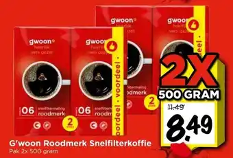 Vomar Voordeelmarkt G'woon Roodmerk Snelfilterkoffie aanbieding