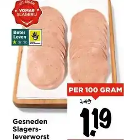 Vomar Voordeelmarkt Gesneden Slagers- leverworst aanbieding