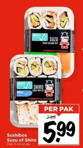 Vomar Voordeelmarkt Sushibox Suzu of Shiro aanbieding