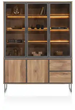 Henders & Hazel Trapani, buffet 160 cm - 3-glasdeuren + 2-deuren + 2-laden (+ LED) aanbieding
