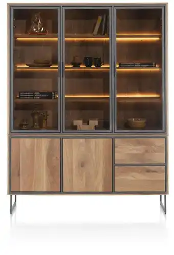 Henders & Hazel Trapani, buffet 160 cm - 3-glasdeuren + 2-deuren + 2-laden (+ LED) aanbieding