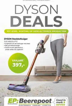 EP Beerepoot DYSON Steelstofzuiger V10 absolute aanbieding