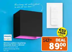 Albert Heijn Slimme outdoor muurlamp Resonate down + dimmer aanbieding