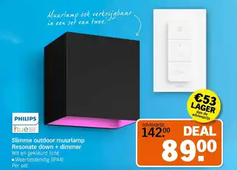 Albert Heijn Slimme outdoor muurlamp Resonate down + dimmer aanbieding