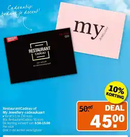 Albert Heijn RestaurantCadeau of My Jewellery cadeaukaart aanbieding