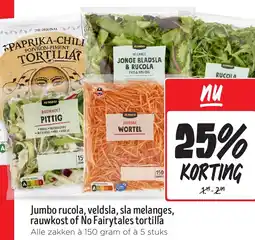Jumbo Jumbo rucola, veldsla, sla melanges, rauwkost of No Fairytales tortilla aanbieding