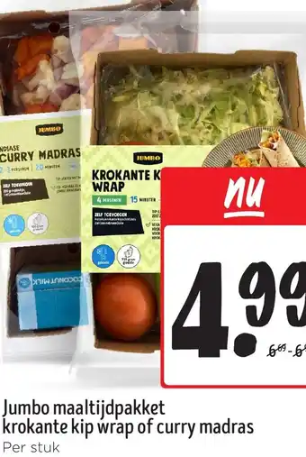 Jumbo Jumbo maaltijdpakket krokante kip wrap of curry madras aanbieding