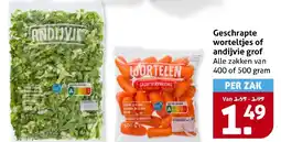 Hoogvliet Geschrapte worteltjes of andijvie grof aanbieding