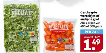 Hoogvliet Geschrapte worteltjes of andijvie grof aanbieding