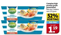 Hoogvliet Campina high protein greek powerbowl aanbieding